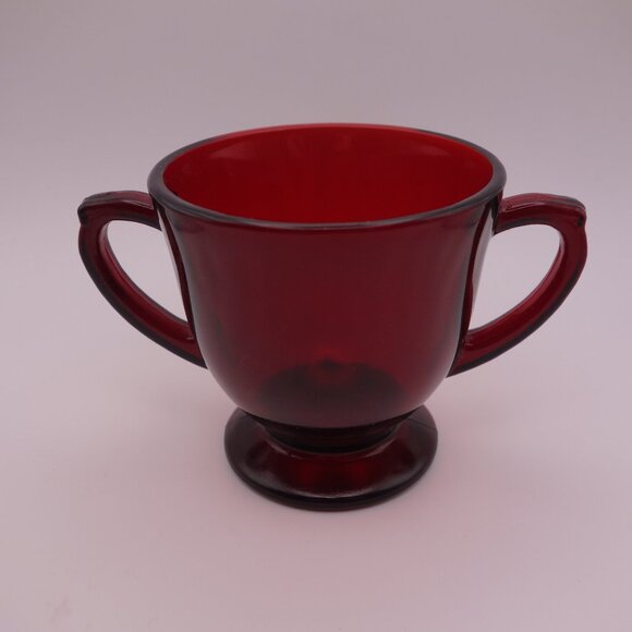 Red Glass Sugar Bowl and Milk Jug Set - Picture 2 of 16